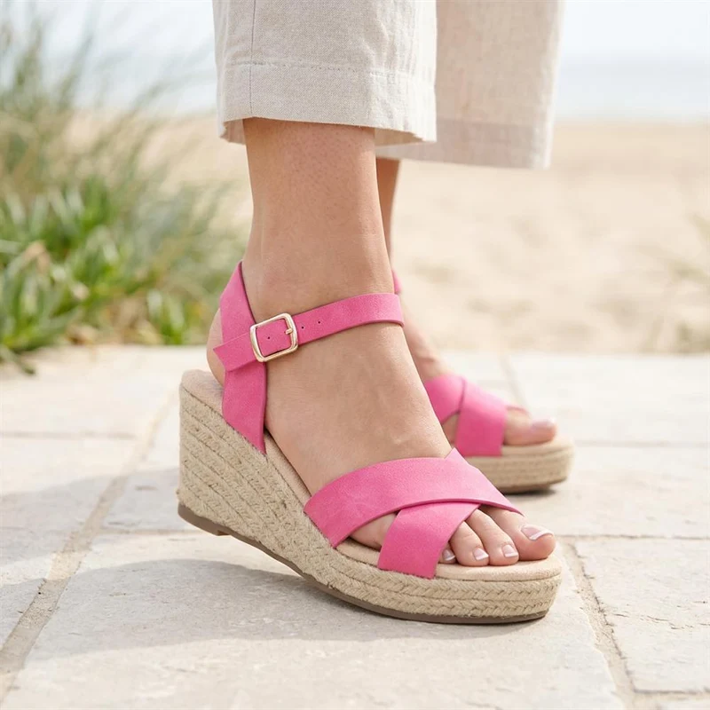 Lightweight Wedge Espadrilles - WBINS37095 / 323 624 - Pink