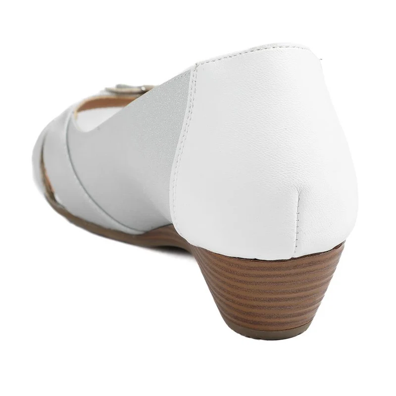 Flower Detail Peep Toe Wedge Pumps - WLIG43000 / 328 886 - Silver