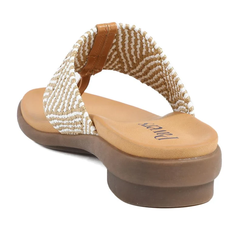 Flexible Wide Fit Toe Post Sandals - BAIZH41027W / 329 019 - Beige Multi