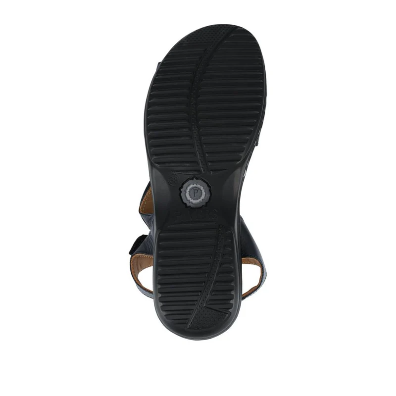 Touch-Fasten Cushioned Leather Sandals - KF41009 / 327 494 - Navy