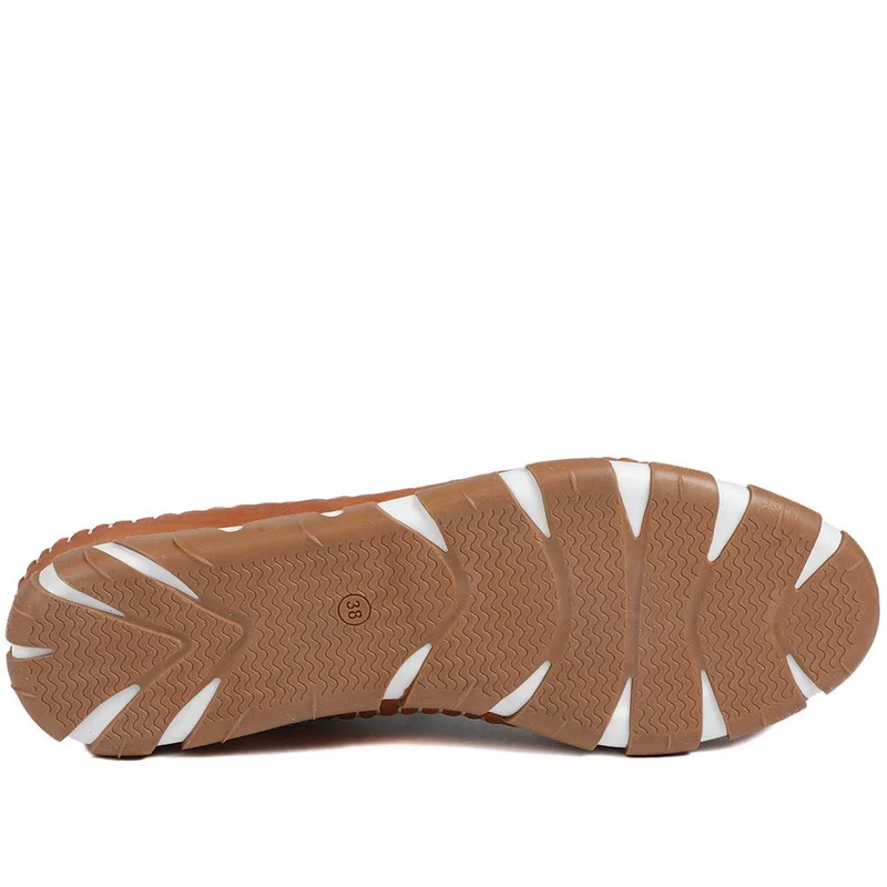 All Leather Lace Up Stitch Detail Shoes - GOKH43006 / 329 151 - White-Tan