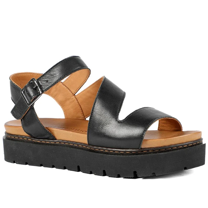 Bellissimo Leather Platform Sandals - BELMETIN43018 / 329 288 - Black