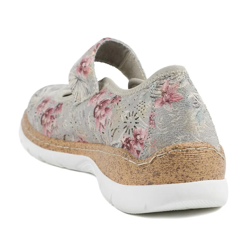Cushioned Touch Fasten Mary Janes - WBINS43051 / 328 961 - Grey Floral