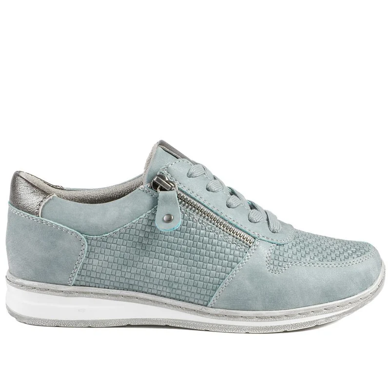 Wide Fit Casual Zip & Lace Trainers - WBINS43088 / 329 285 - Denim
