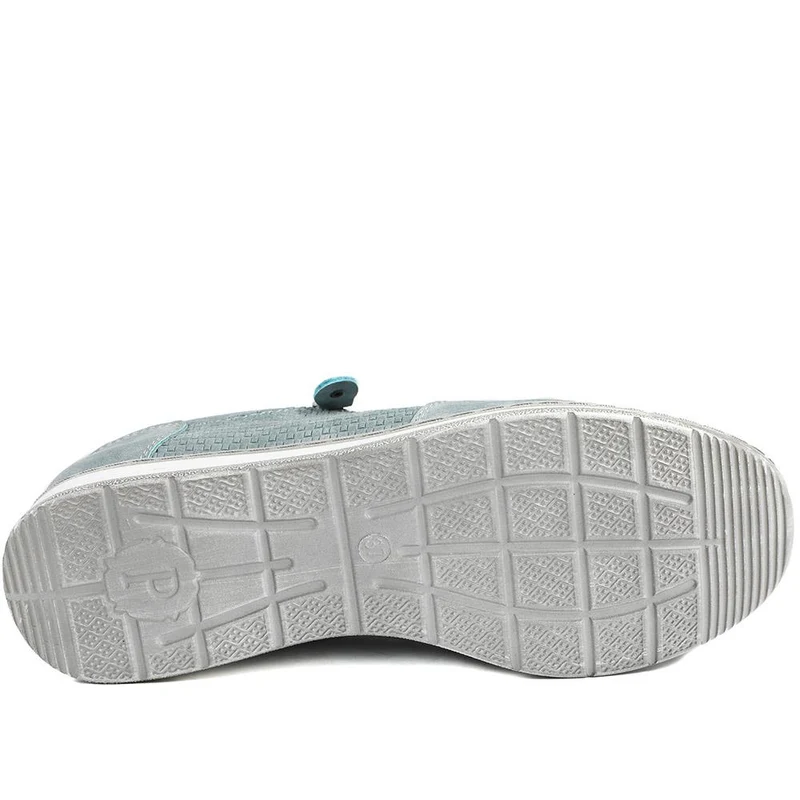 Wide Fit Casual Zip & Lace Trainers - WBINS43088 / 329 285 - Denim