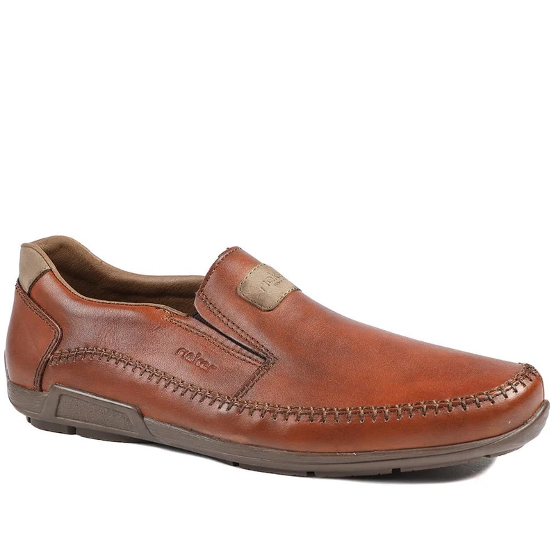 Rieker Leather Elasticated Slip On Shoes - RKR43018 / 328 827 - Tan