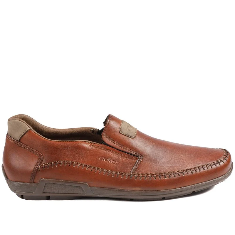 Rieker Leather Elasticated Slip On Shoes - RKR43018 / 328 827 - Tan
