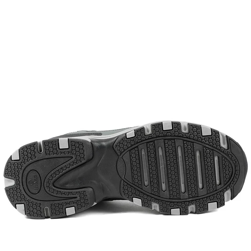 Extra Wide Leather Memory Foam Lace Up Trainers - BOJIE43019 / 329 260 - Charcoal