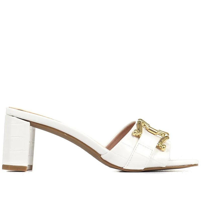 Comfort Heeled Slip-On Mules - MENBU35518 / 321 900 - White