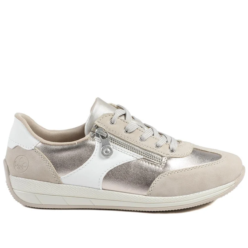 Rieker Wide Fit Multi Tone Trainers - RKR43545 / 328 778 - Beige-White