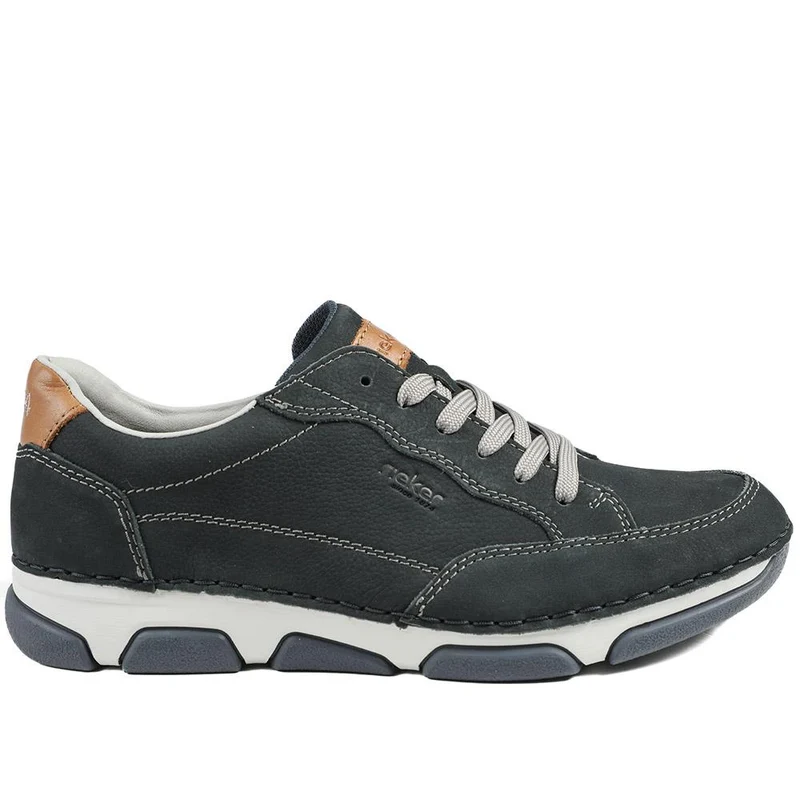 Rieker Extra Wide Fit Leather Lace Up Trainers - RKR43508 / 328 976 - Navy