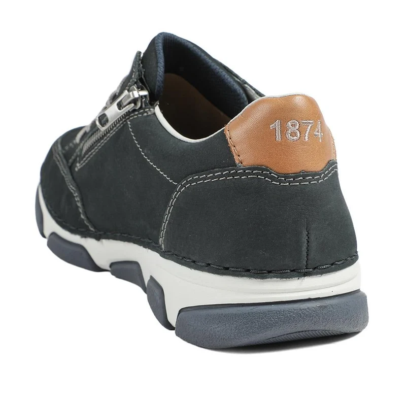 Rieker Extra Wide Fit Leather Lace Up Trainers - RKR43508 / 328 976 - Navy