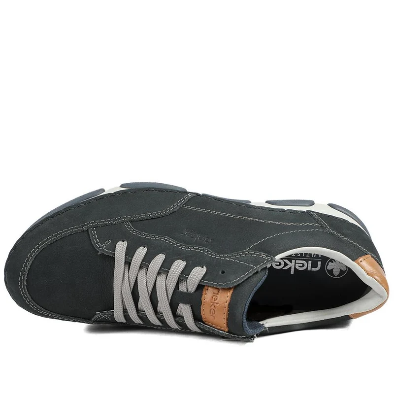 Rieker Extra Wide Fit Leather Lace Up Trainers - RKR43508 / 328 976 - Navy
