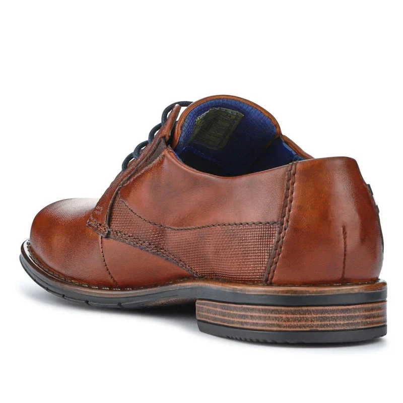 Wide-Fit Leather Lace-Up Shoes - BUG41501 / 326 718 - Cognac