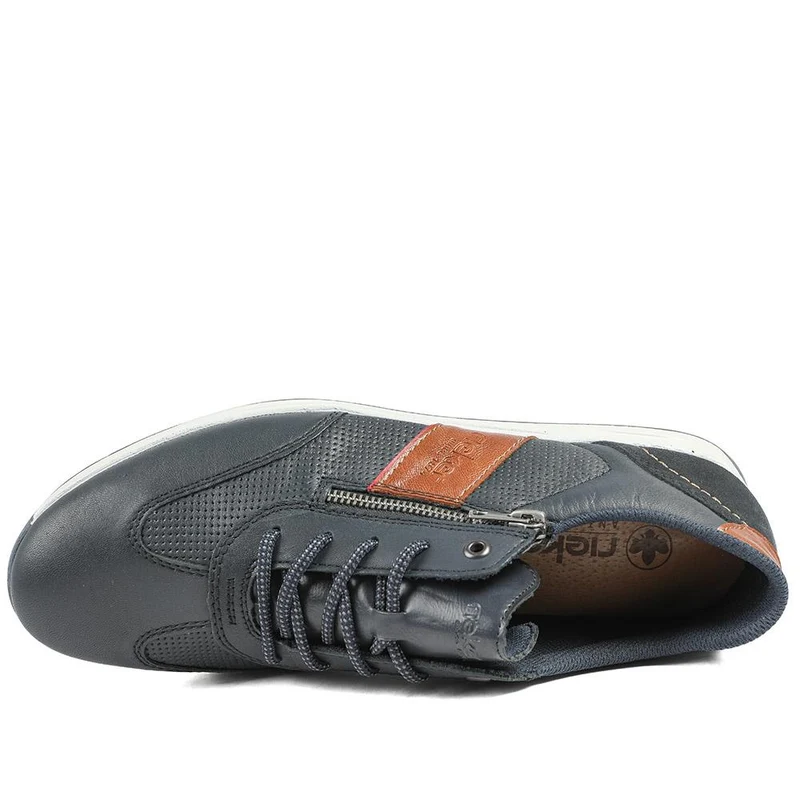 Rieker Titus Leather Zip Fastening Trainers - RKR43019 / 328 828 - Navy