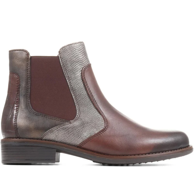 Leather Snakeskin Chelsea Boots - DRS36511 / 322 974 - Chocolate