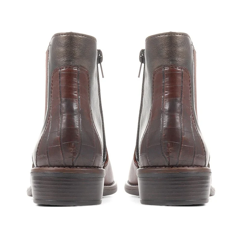 Leather Snakeskin Chelsea Boots - DRS36511 / 322 974 - Chocolate