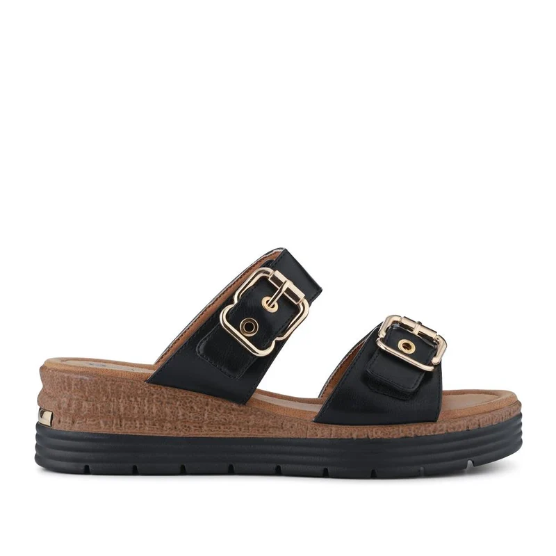 Dual-Buckled Mule Sandals - WOIL41018 / 327 182 - Black
