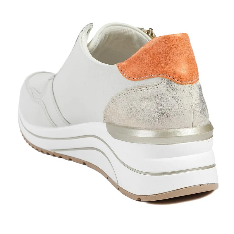 Remonte Cushioned Leather Zip & Lace Trainers - DRS43505 / 328 688 - Cream Multi