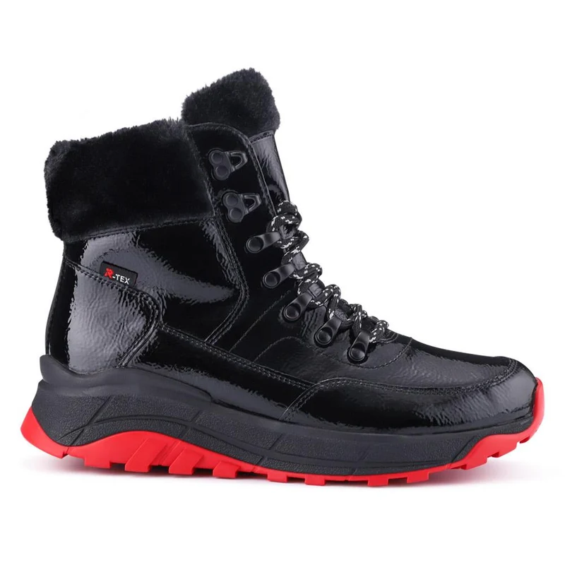 Rieker Fleece-Lined Hiker Boots - RKR38505 / 324 065 - Black-Red