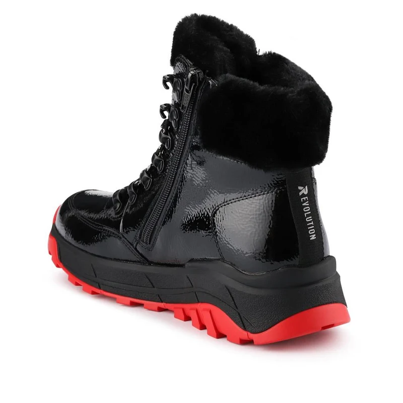 Rieker Fleece-Lined Hiker Boots - RKR38505 / 324 065 - Black-Red