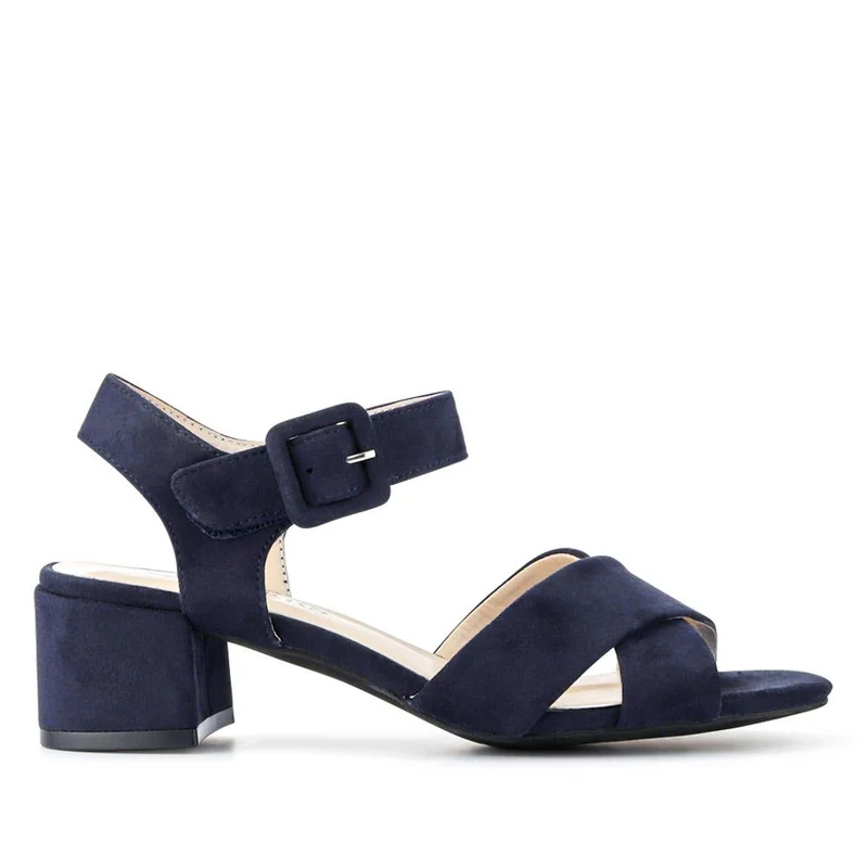 Elegant Block Heeled Sandals - WBINS41053 / 327 111 - Navy