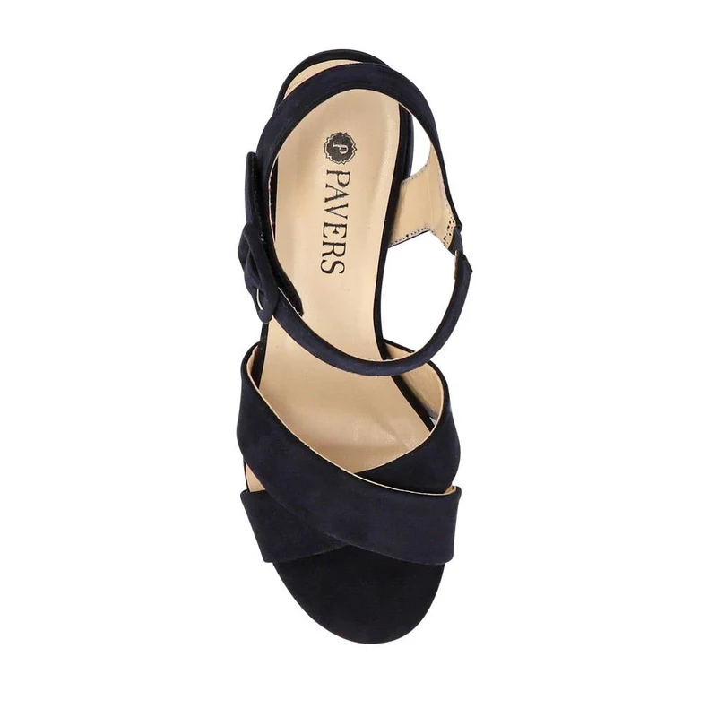 Elegant Block Heeled Sandals - WBINS41053 / 327 111 - Navy