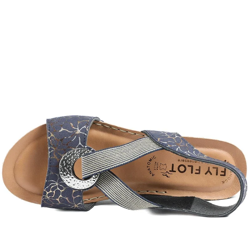 Fly Flot Wedge Heel Slingback Sandals - FLY43023 / 328 682 - Navy