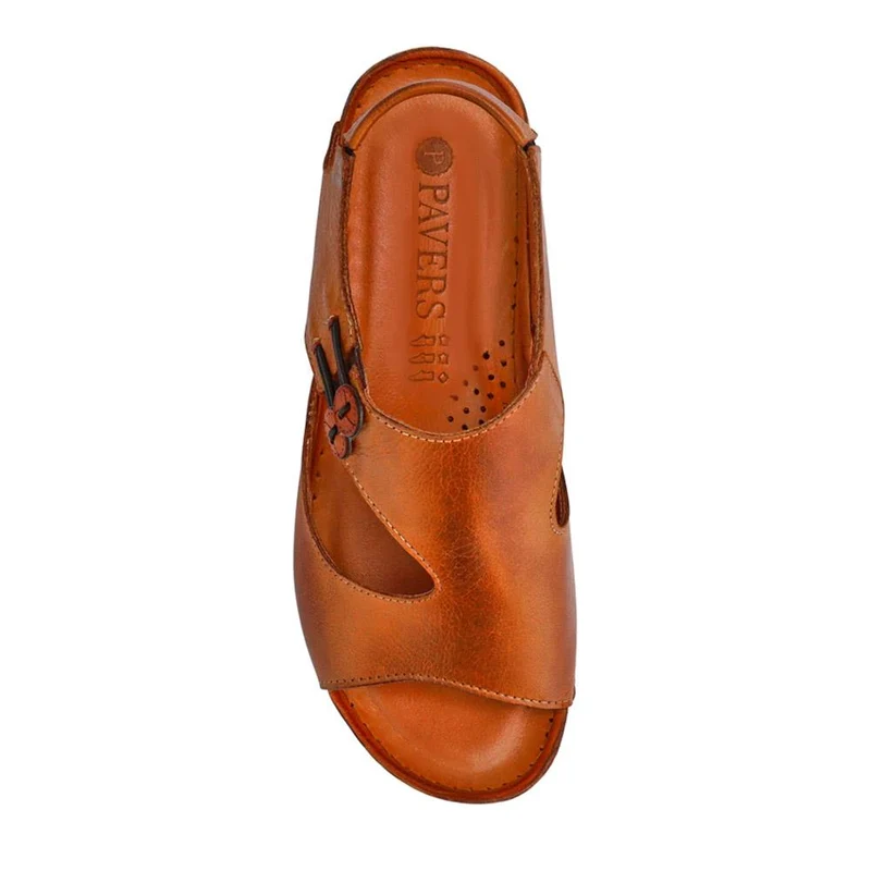 Leather Slip-On Sandals - KARY41004 / 327 532 - Tan