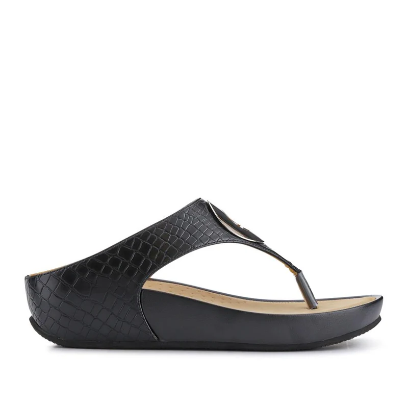 Metallic Toe Post Sandals - BELBAIZH29037 / 315 770 - Black Croc