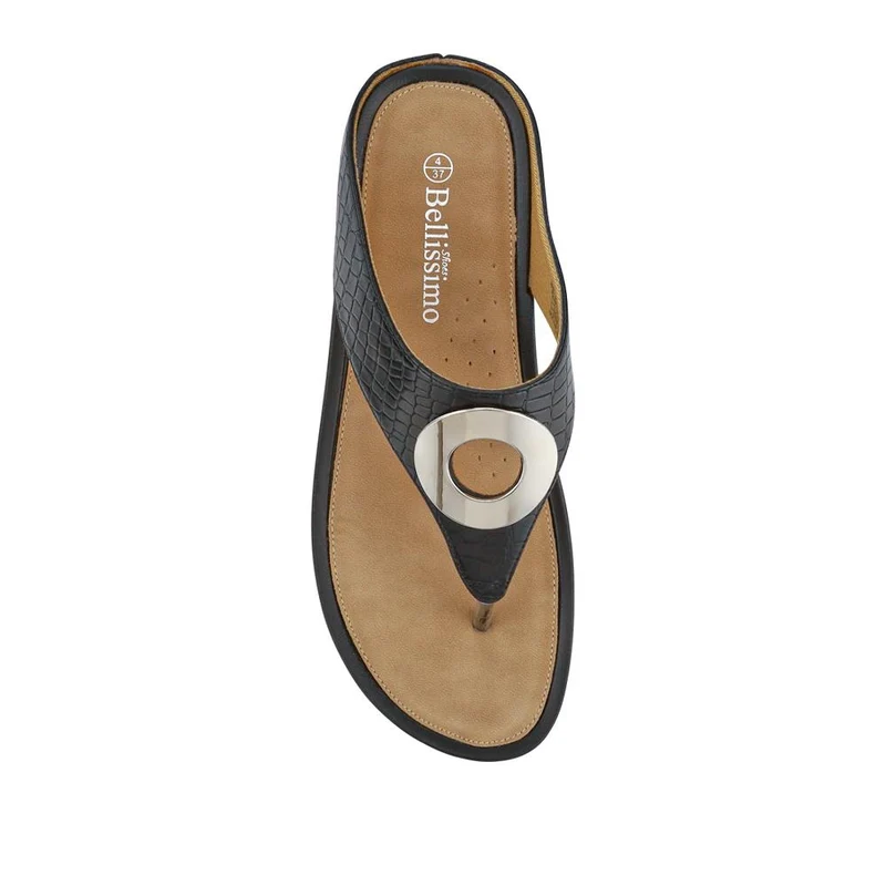 Metallic Toe Post Sandals - BELBAIZH29037 / 315 770 - Black Croc