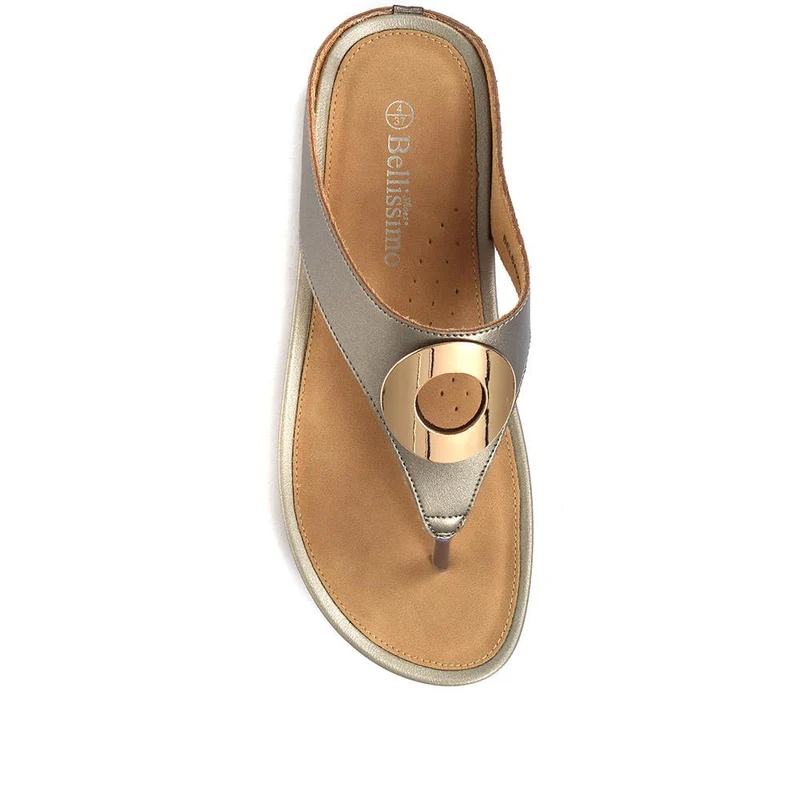 Metallic Toe Post Sandals - BELBAIZH29037 / 315 770 - Pewter
