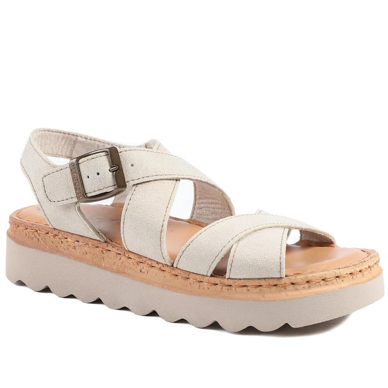 Fly Flot Platform Heel Buckled Sandals - FLY43007 / 328 656 - Beige