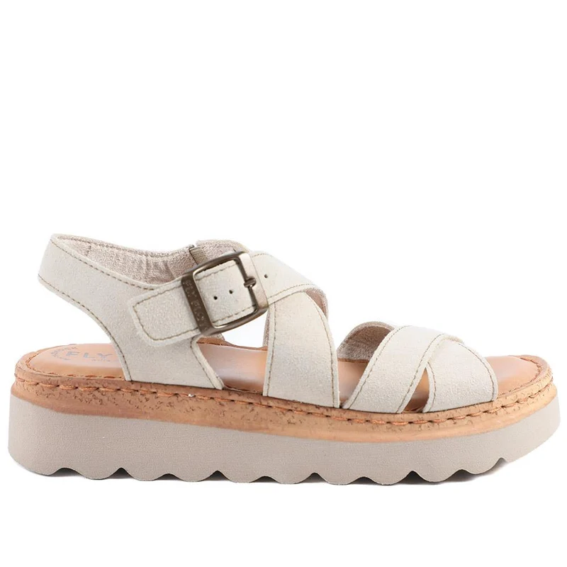 Fly Flot Platform Heel Buckled Sandals - FLY43007 / 328 656 - Beige