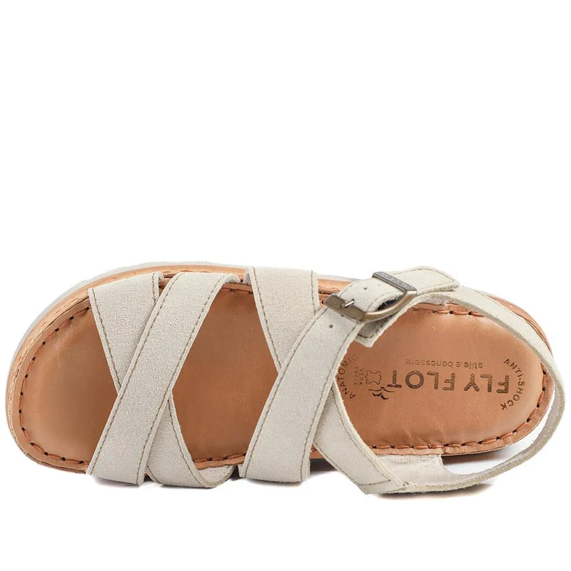 Fly Flot Platform Heel Buckled Sandals - FLY43007 / 328 656 - Beige