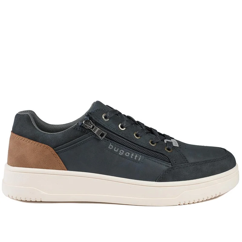 Bugatti Zip Fasten Leather Trainers - BUG43508 / 328 748 - Navy