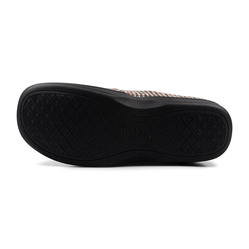 Padders Mens Slippers G Fit Side Stitched Washable - TOM - Tom / null - BROWN HOUNDS TOOTH