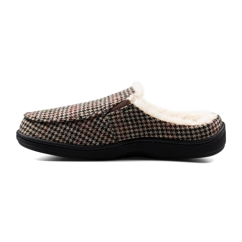 Padders Mens Slippers G Fit Side Stitched Washable - TOM - Tom / null - BROWN HOUNDS TOOTH