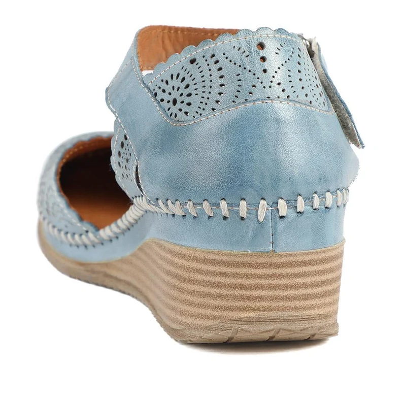 Casual Leather Touch Fasten Mary Janes - METIN41008 / 327 207 - Denim Blue