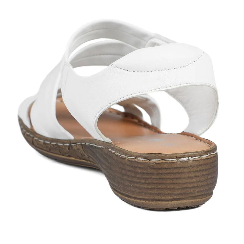 Leather Comfort Sandals with Touch Fastening - LUCK43000 / 329 418 - White