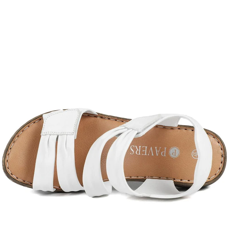 Leather Comfort Sandals with Touch Fastening - LUCK43000 / 329 418 - White