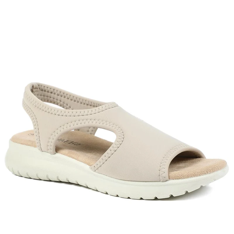 Stretch Comfort Sandals with Cushioned Insole - POLY43001 / 329 021 - Beige