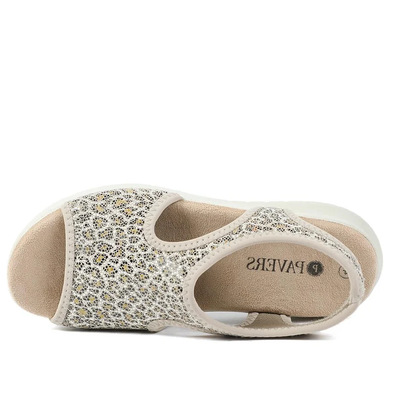 Stretch Comfort Sandals with Cushioned Insole - POLY43001 / 329 021 - Leopard