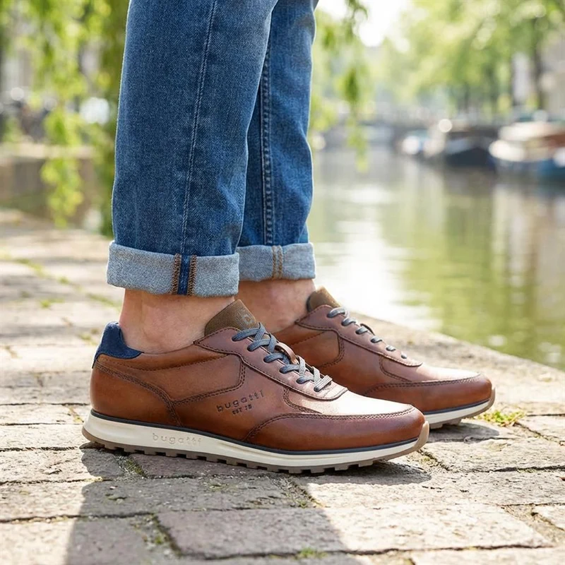 Bugatti Leather Lace Up Trainers - BUG43511 / 328 753 - Cognac