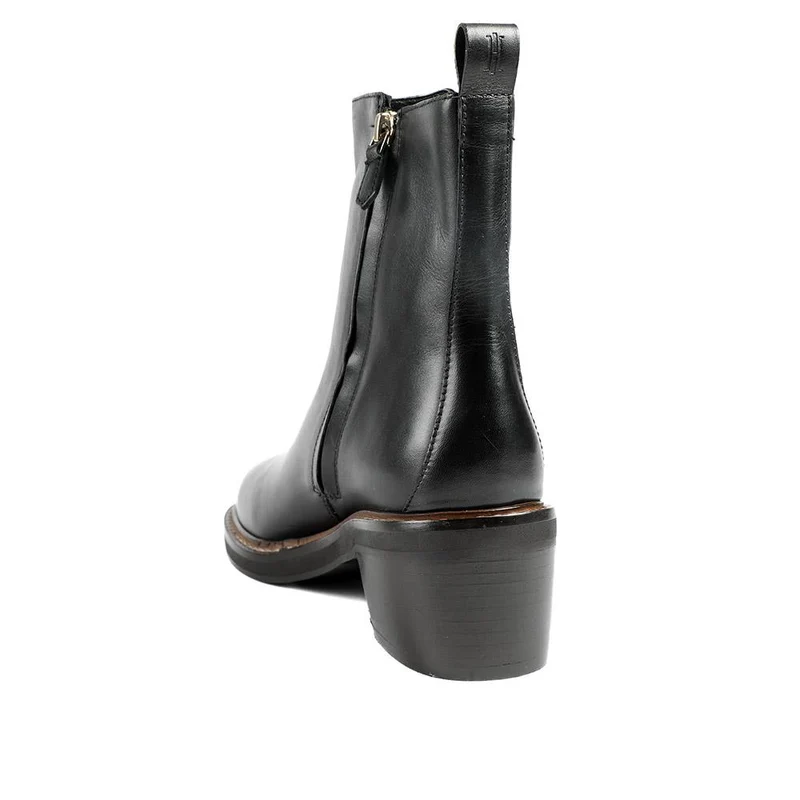 Krystel Leather Block Heel Ankle Boots - KRYSTEL / 329 156 - Black Leather