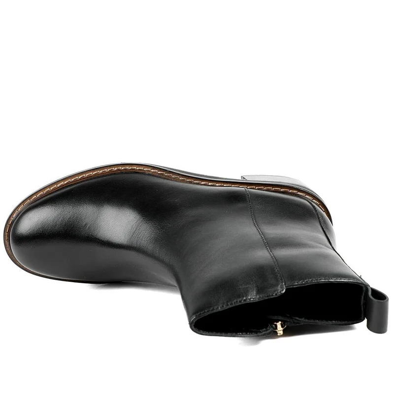 Krystel Leather Block Heel Ankle Boots - KRYSTEL / 329 156 - Black Leather