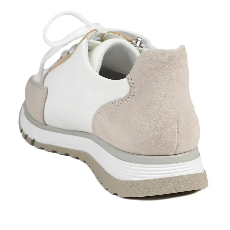 Rieker Wide Fit Leather Zip & Lace Trainers - RKR43543 / 328 766 - White Multi