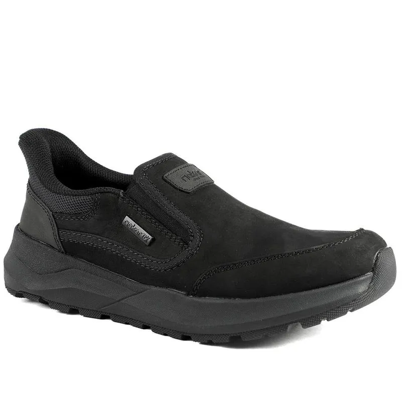 Rieker Elasticated Leather Slip On Shoes - RKR43502 / 328 773 - Black