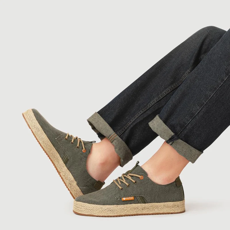Cushioned Lace-Up Shoes - XIAM41016 / 327 171 - Khaki