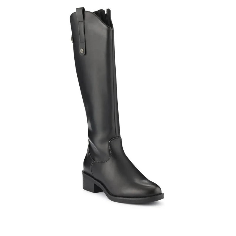 Block-Heeled Slip-On Long Boots - WOIL40015 / 325 916 - Black